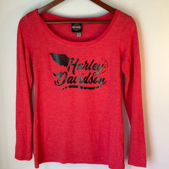 Harley Davidson Red Long Sleeve Tee Medium New Hampshire, Laconia, Bike Week - Picture 10 of 12